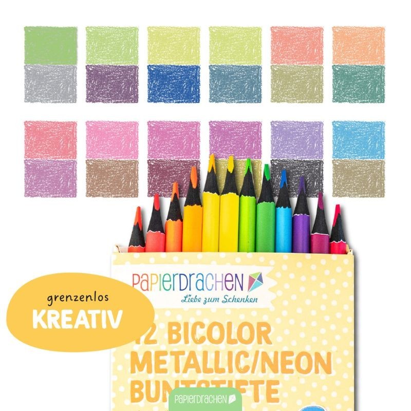 Farbstifte Set Bicolor metallic & neon