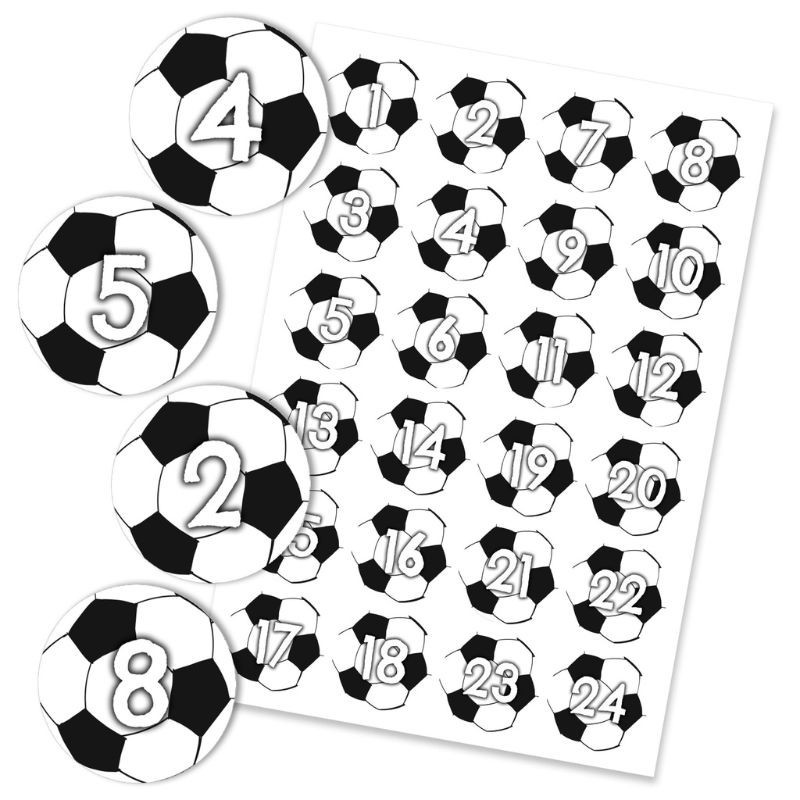 Adventskalender Zahlen Sticker Fussball
