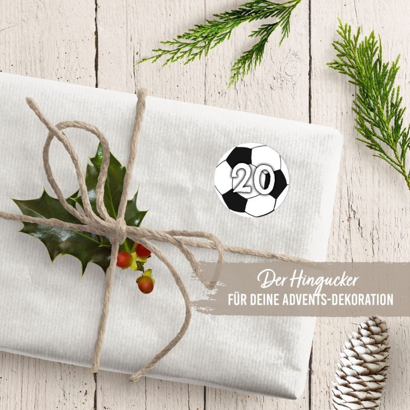 Adventskalender Zahlen Sticker Fussball