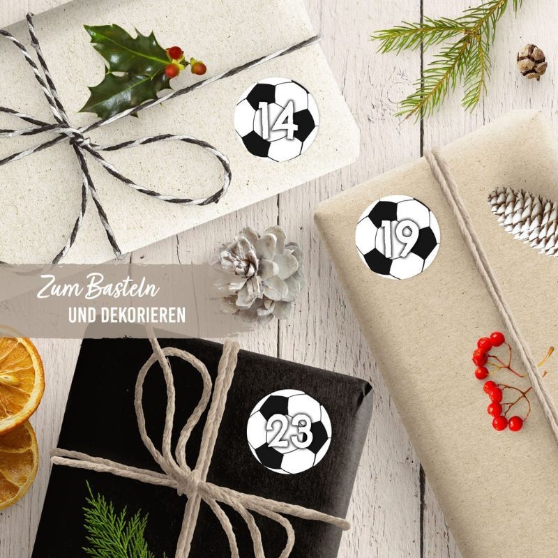 Adventskalender Zahlen Sticker Fussball