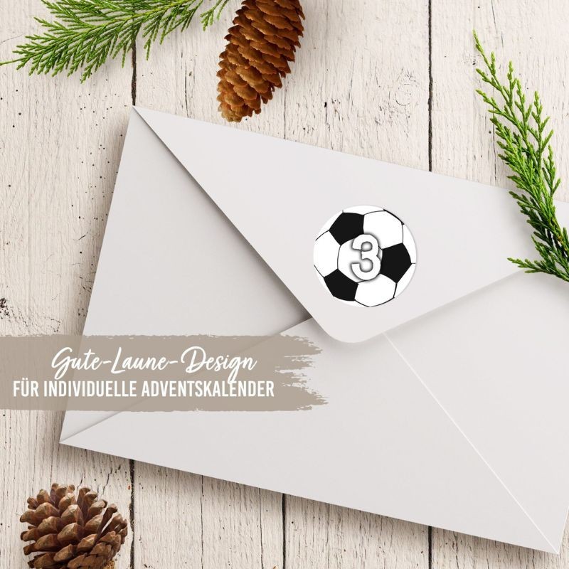 Adventskalender Zahlen Sticker Fussball