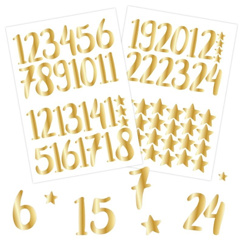 Adventskalender Zahlen Sticker gold