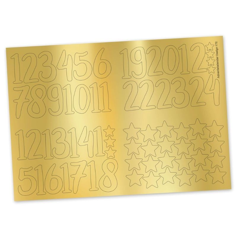 Adventskalender Zahlen Sticker gold