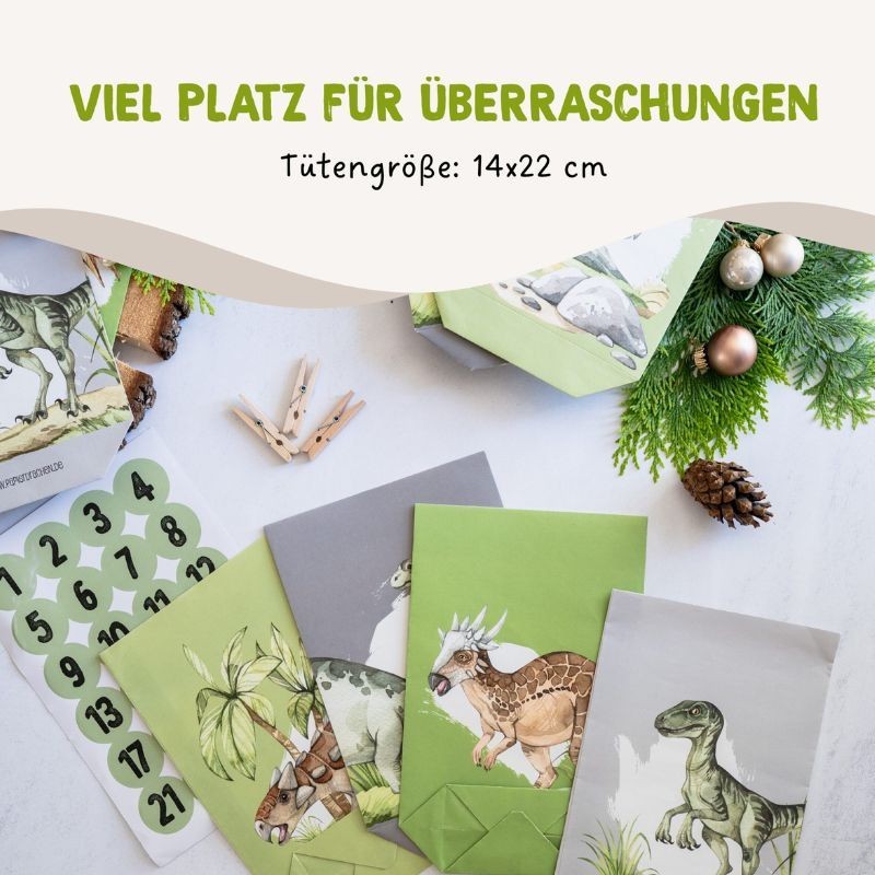 Adventskalender zum Befüllen Dinosaurier