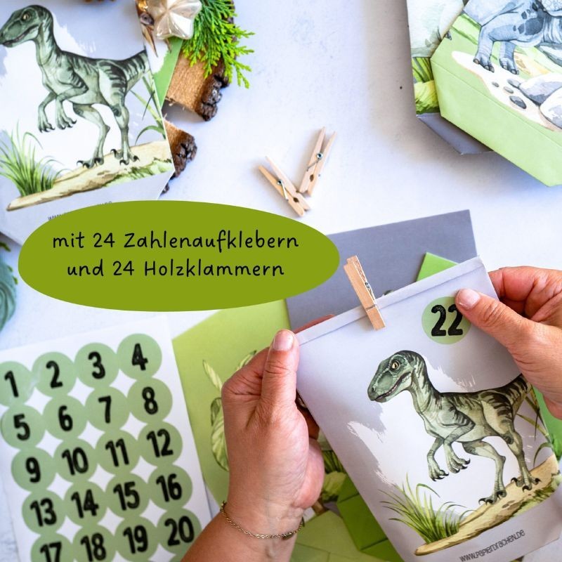 Adventskalender zum Befüllen Dinosaurier