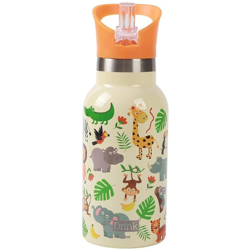 Trinkflasche Edelstahl Tiere orange