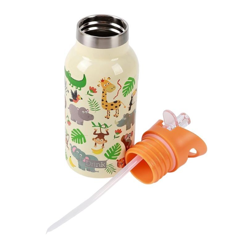 Trinkflasche Edelstahl Tiere orange