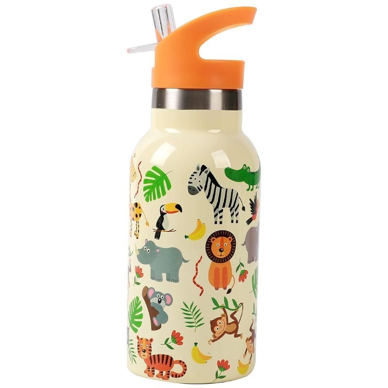 Trinkflasche Edelstahl Tiere orange