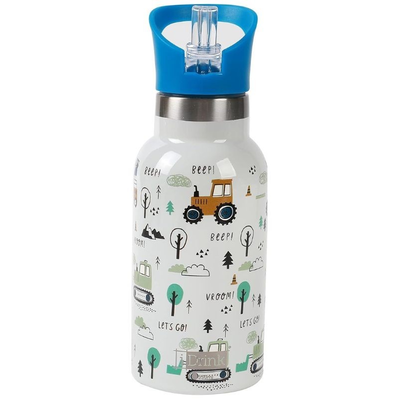 Trinkflasche Edelstahl Fahrzeuge blau