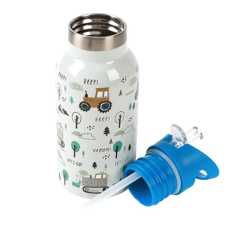 Trinkflasche Edelstahl Fahrzeuge blau