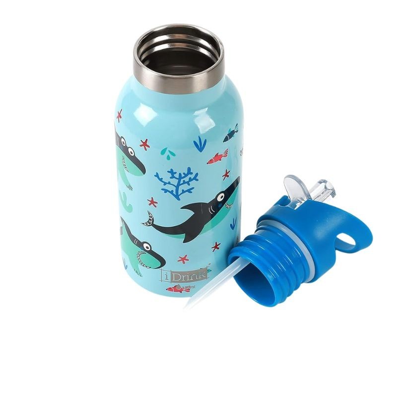 Trinkflasche Edelstahl Hai in blau