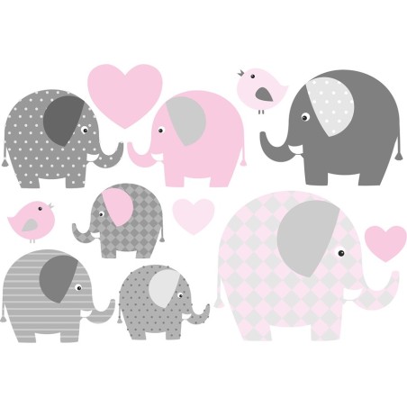 Wasserfeste Sticker Elefanten in rosa und grau von Jabalou