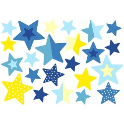 Wasserfeste Sticker Sterne in blau und gelb von Jabalou
