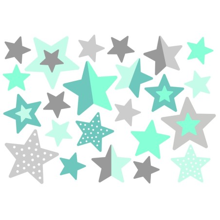 Wasserfeste Sticker Sterne in mint und grau von Jabalou