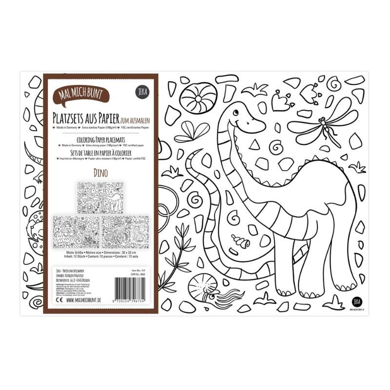 Tischsets Dinosaurier zum Ausmalen