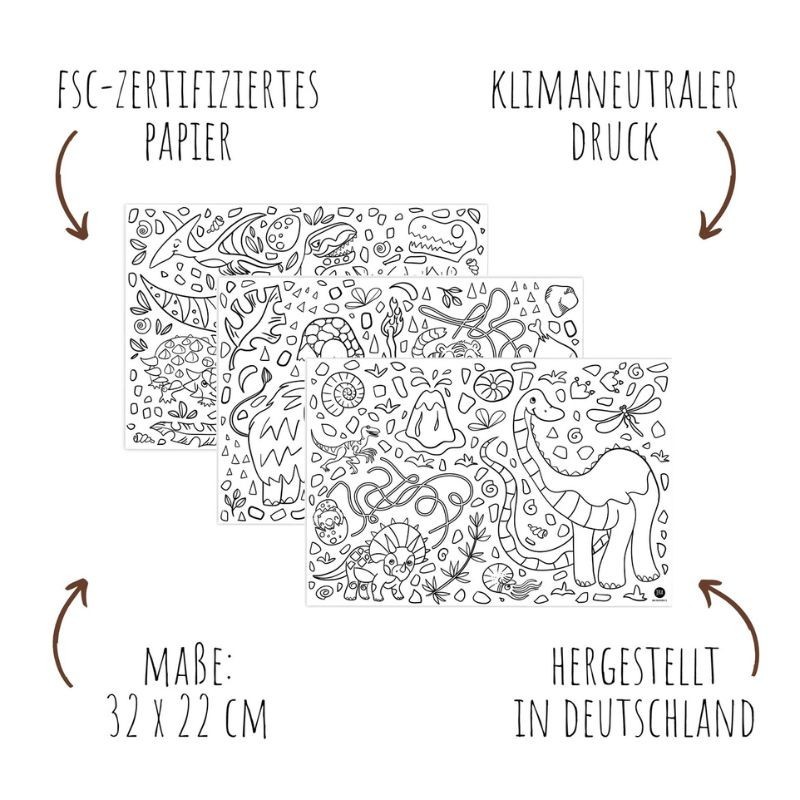 Tischsets Dinosaurier zum Ausmalen