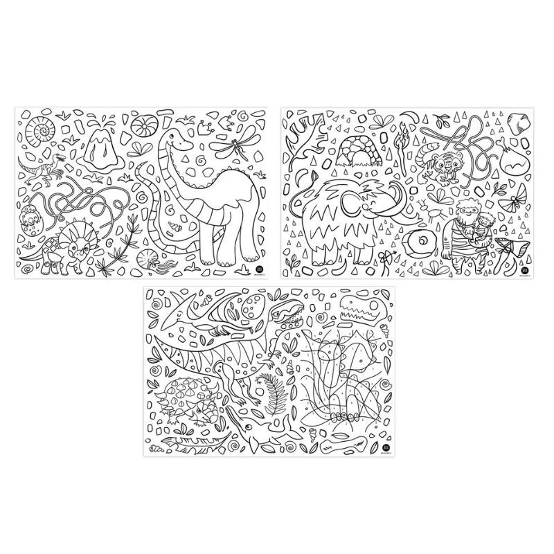 Tischsets Dinosaurier zum Ausmalen
