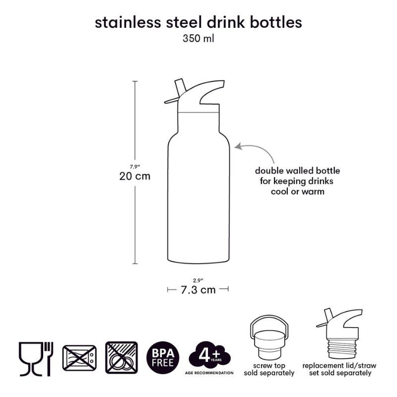 Trinkflasche Edelstahl Erdbeeren für Kinder