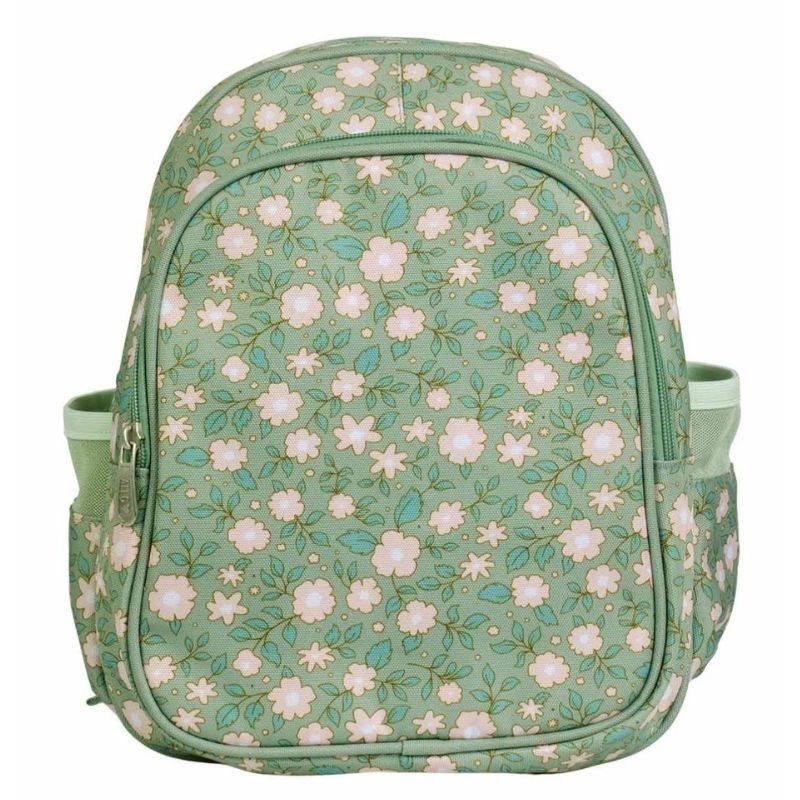 Kinderrucksack Blüten salbeigrün mit Isofach