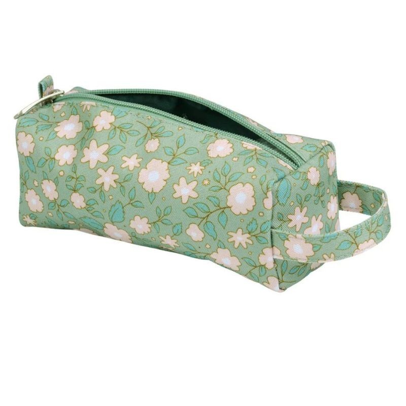 Etui Federmäppchen Blüten salbeigrün