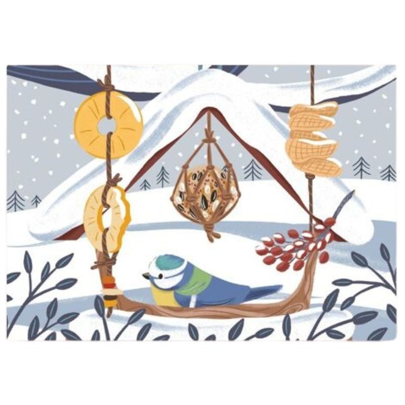 Postkarte Winter Blaumeise