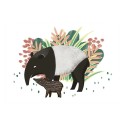 Postkarte Tapir mit Kind