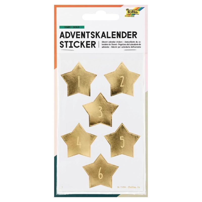 Adventskalender Zahlen Sticker Sterne gold