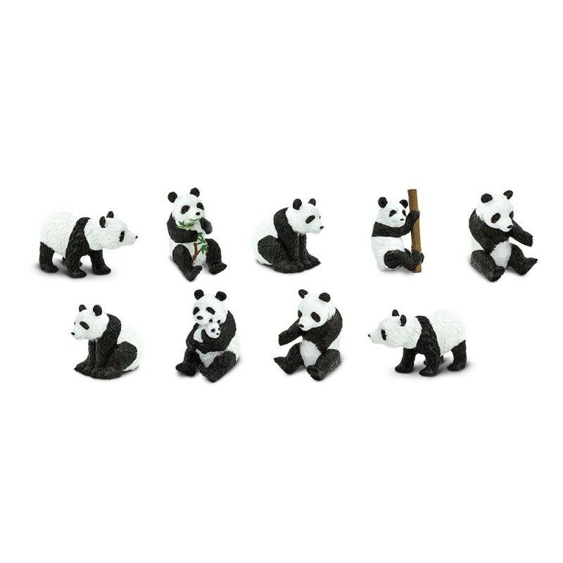 Pandabären Spielfiguren Set mit 9 Panda Figuren