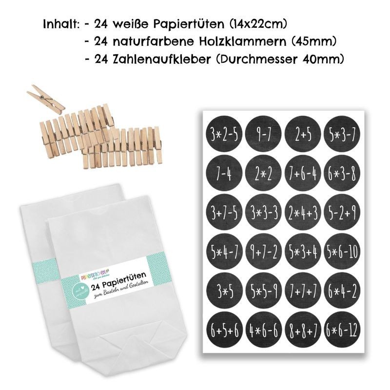 Adventskalender zum Befüllen Rechnen