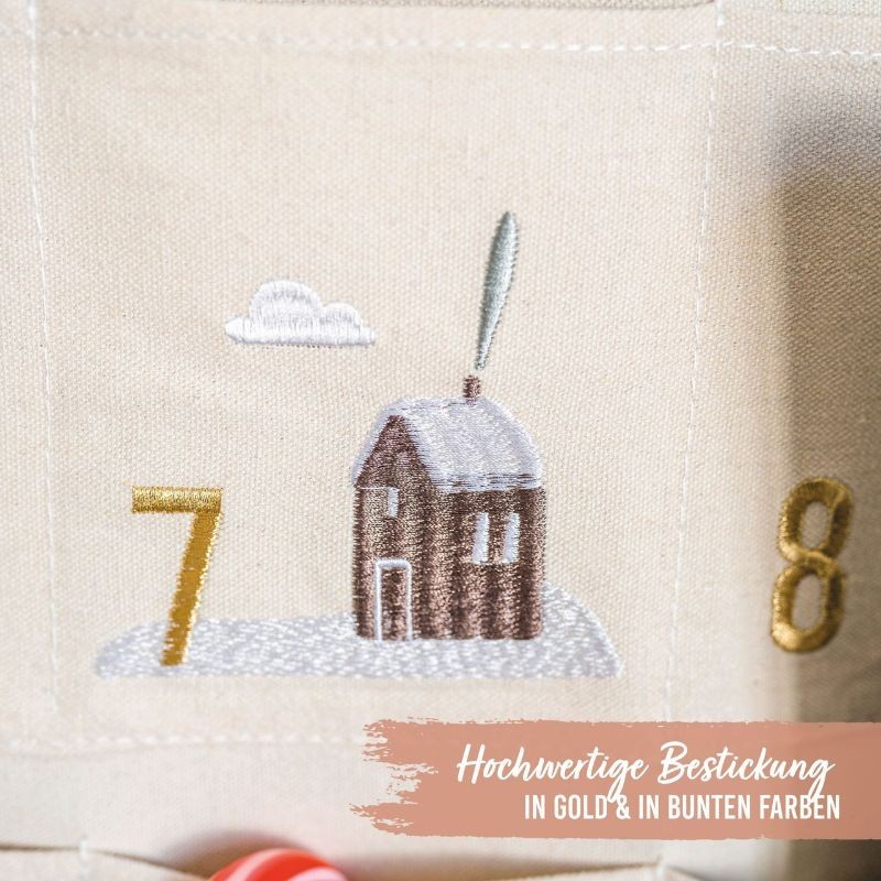 Adventskalender Wandteppich beige & gold