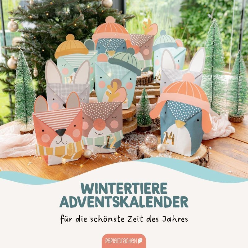 Adventskalender basteln Wintertiere