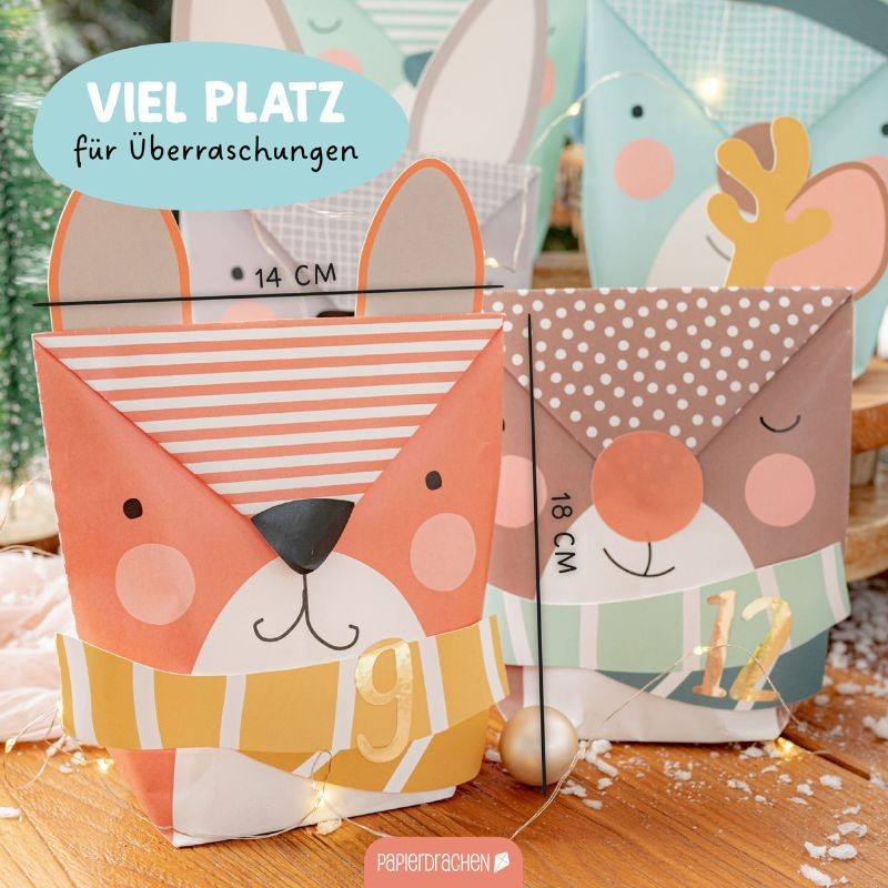 Adventskalender basteln Wintertiere
