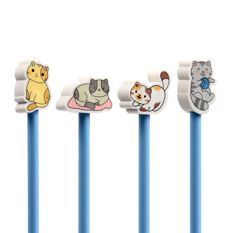 Bleistift Set Katzen 4er Set mit Radiergummi