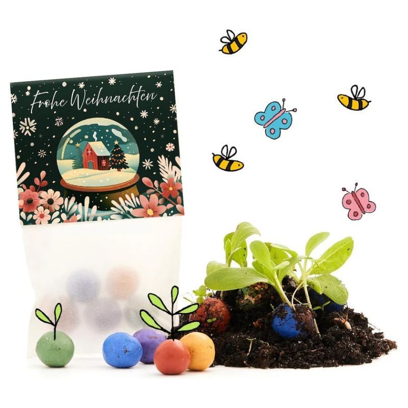 Blumenmurmeln Schneekugel Weihnachten