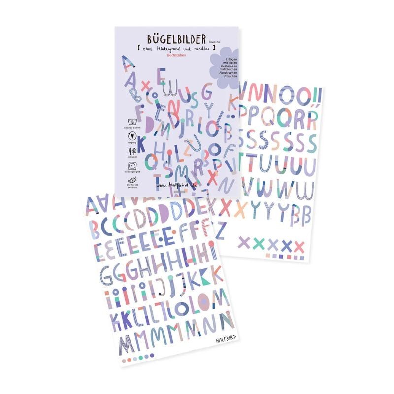 Bügelbilder Buchstaben randlos