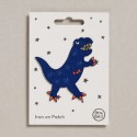 Bügelbild Aufnäher Patch Dinosaurier blau
