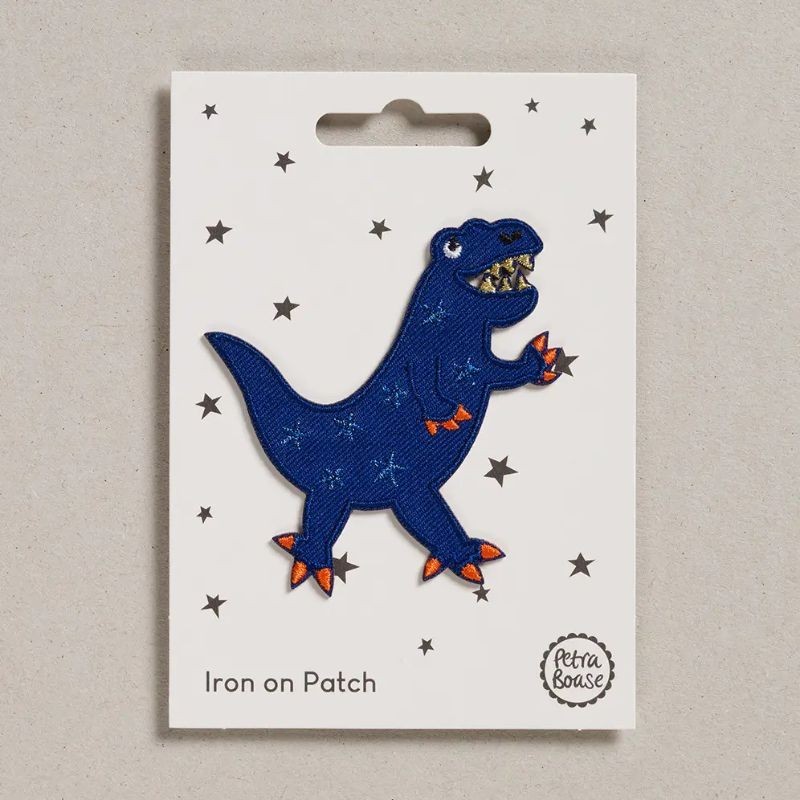 Bügelbild Aufnäher Patch Dinosaurier blau