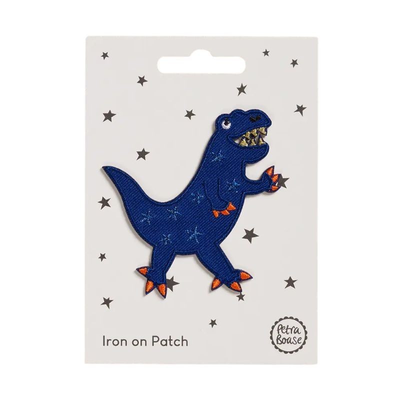 Bügelbild Aufnäher Patch Dinosaurier blau