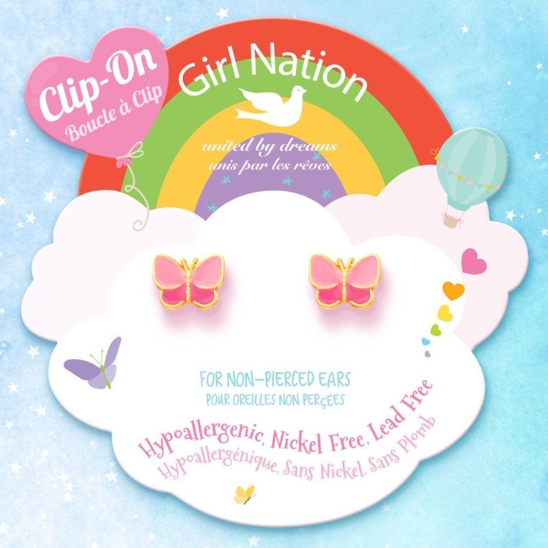 Ohrringe Ohrclips Schmetterling rosa