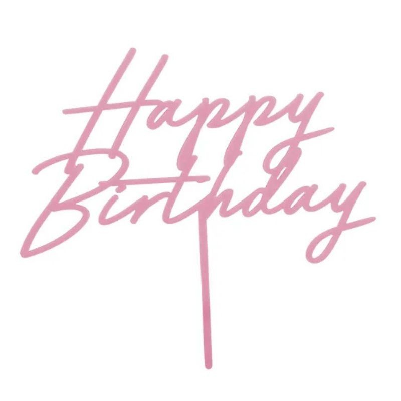 Kuchendeko Cake Topper Happy Birthday rosa