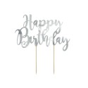 Kuchendeko Cake Topper Happy Birthday silber