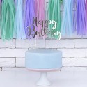 Kuchendeko Cake Topper Happy Birthday silber