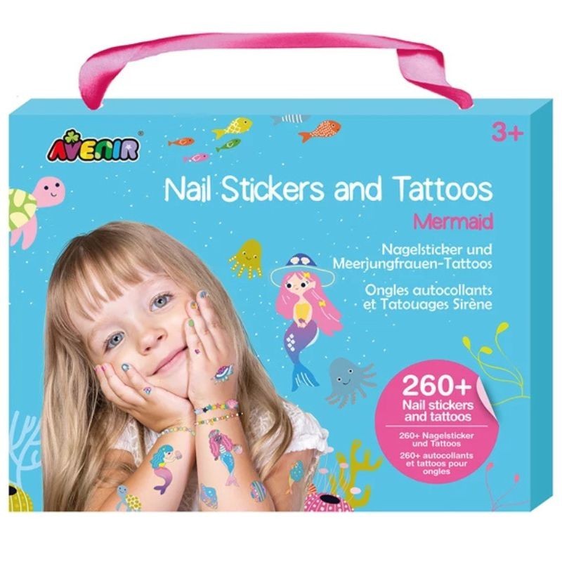 Nagelsticker & Kindertattoo Set Meerjungfrau