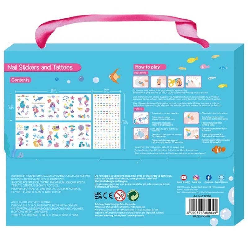 Nagelsticker & Kindertattoo Set Meerjungfrau