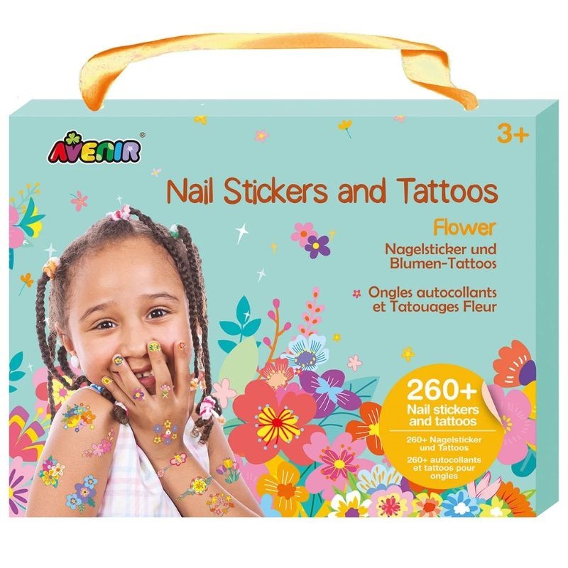 Nagelsticker & Kindertattoo Set Blumen