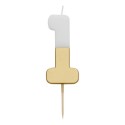 Geburtstagskerze Zahl 1 weiss gold