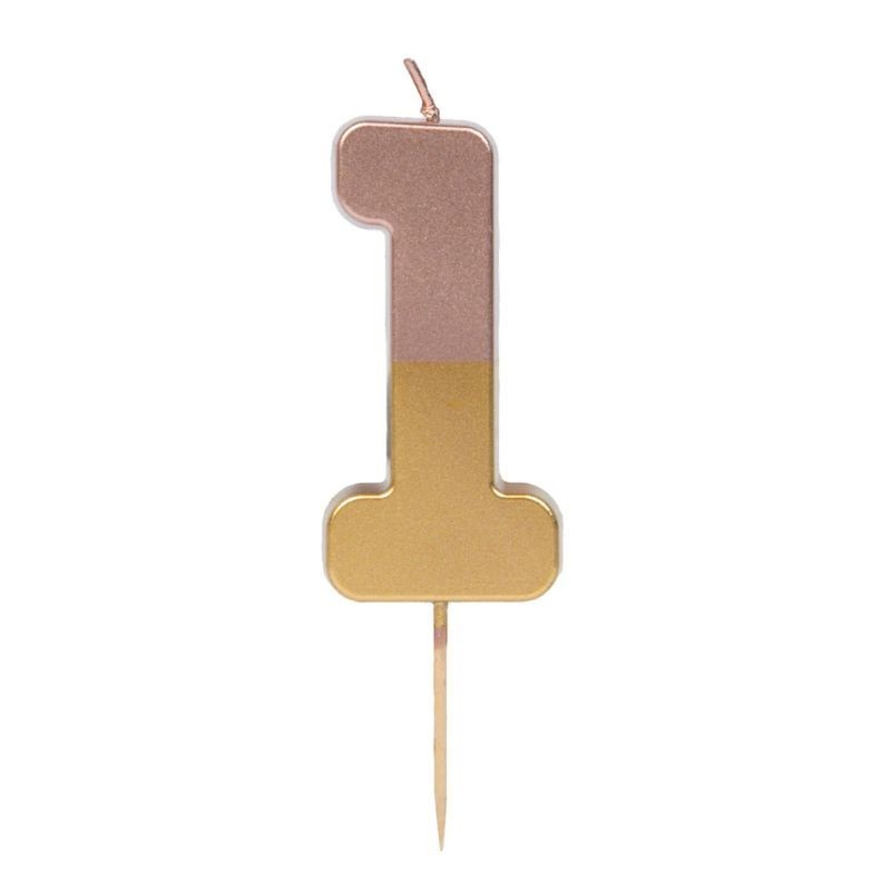 Geburtstagskerze Zahl 1 rosé gold