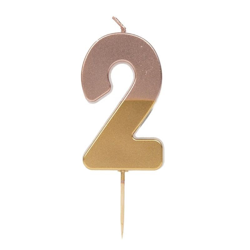 Geburtstagskerze Zahl 2 rosé gold