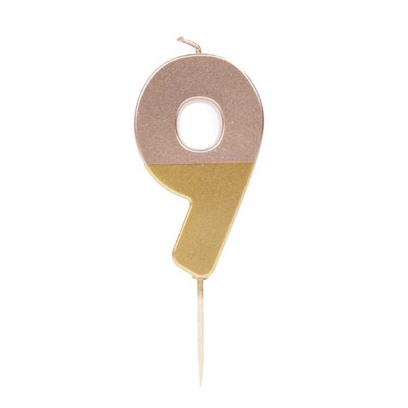 Geburtstagskerze Zahl 9 rosé gold