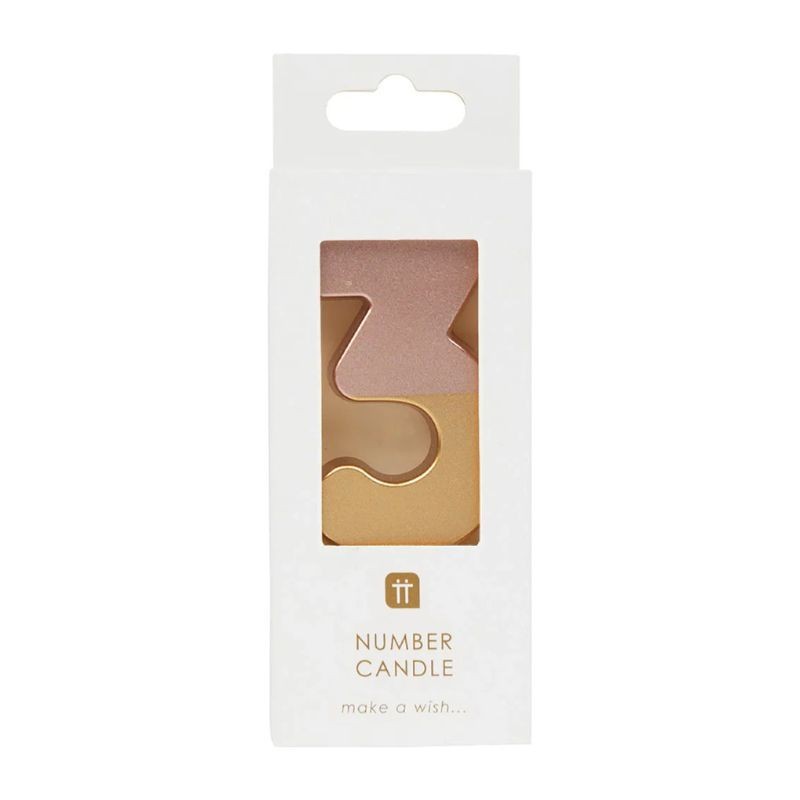 Geburtstagskerze Zahl 3 rosé gold